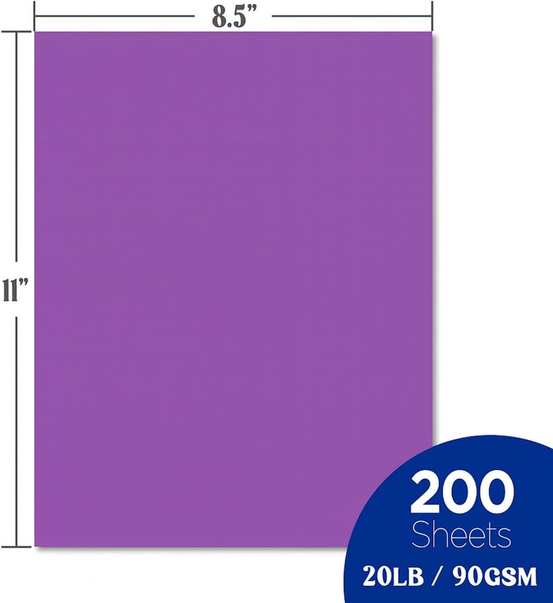 WritePads Veritas Colored Copy Paper, Purple Paper,Colored Printer Paper 8.5” x 11” Letter Size, 20 lb / 75 GSM, Purple, 200 Sheets, For Copy, Printer, Multi-Purpose, Made in USA - Image 2